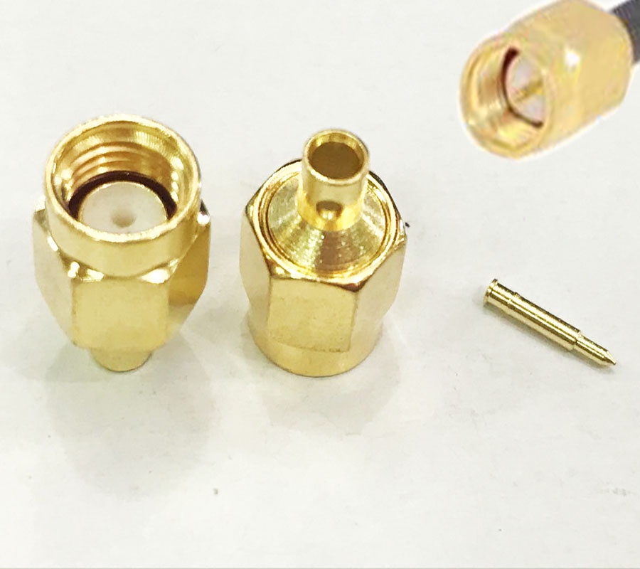 5pcs SMA Female / SMA Straight Plug male solder semi-rigid RG402 0.141 ...