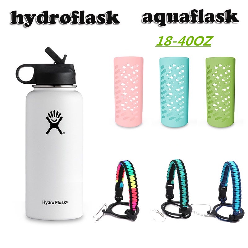 Aqua Flask Accessories 32oz Aquaflask Silicone Boot with Paracord Handle  for Aquaflask 32oz & 40oz Aqua