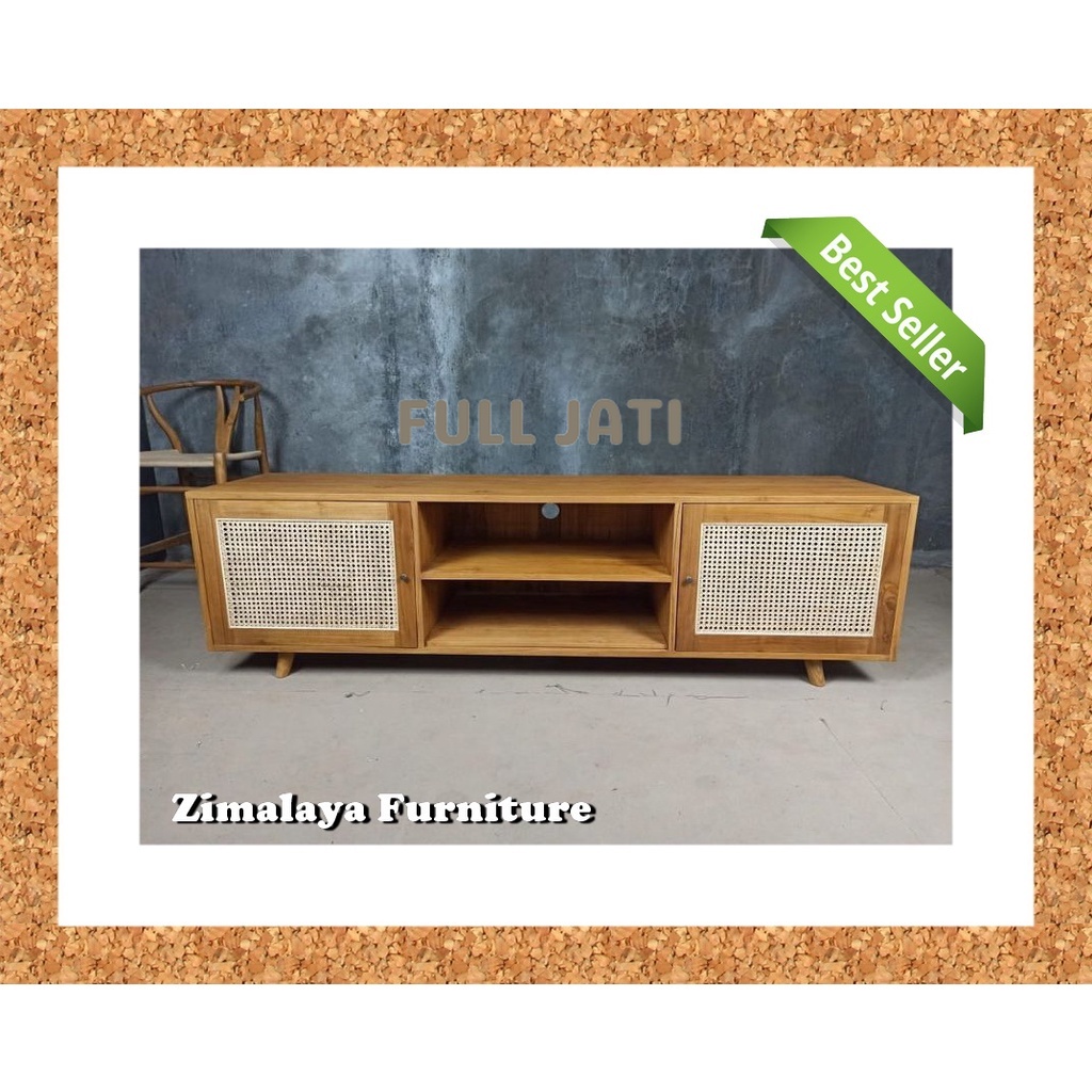 Rattan TV Buffet Retro Teak Rattan TV Table Classic Model 2 FULL TEAK ...