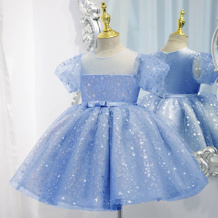 WFRV Cute Girl Fluffy Princess Dress Flower Girls Sequined Dresses For ...