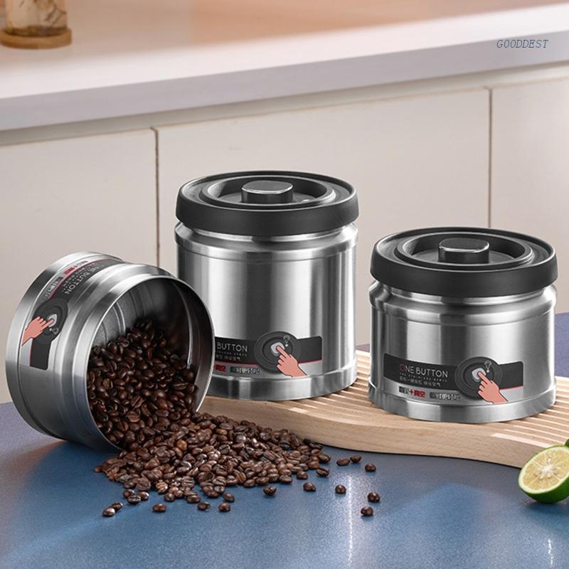 GOO Stainless Steel Coffee Canister Coffee Bean Container Vacuum Sealed