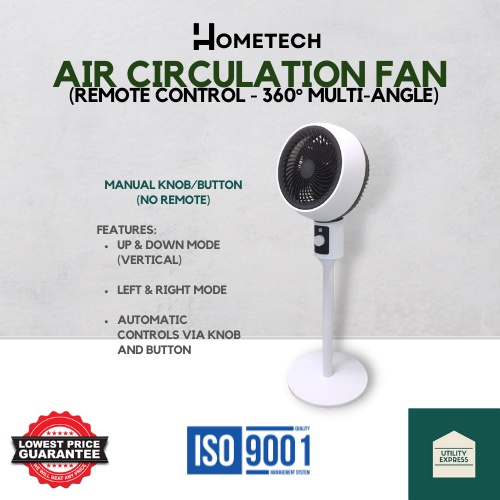 360°Air Circulation Stand Fan w/ Remote / Manual Hometech Brand [3 ...