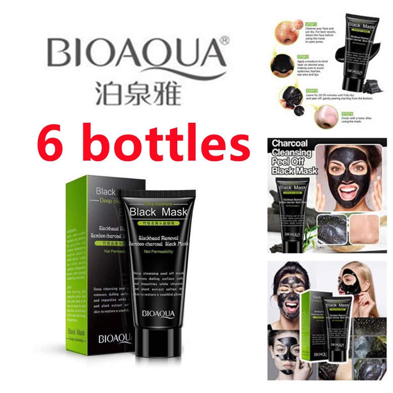 6 bottles BIOAQUA Black Mask Deep Cleansing Blackhead Removal 60g