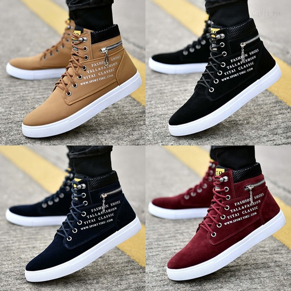 Mens New Fashion Hip Hop Style Casual Shoes High Top Sneakers Canvas Boots  4 Colors Plus size 39-46
