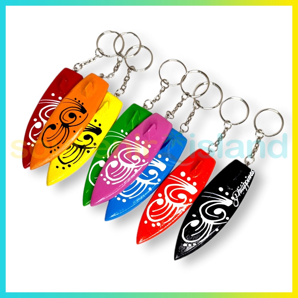 Surfboard Colored Tribal Wooden Keychain Philippine Souvenir Shopee