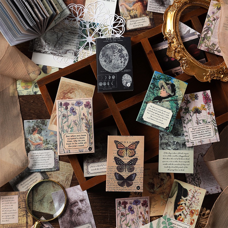 ENWEI 50 Pcs Poetry Series Vintage Journal Stickers Scrapbooking Washi Paper Sticker Journaling ...