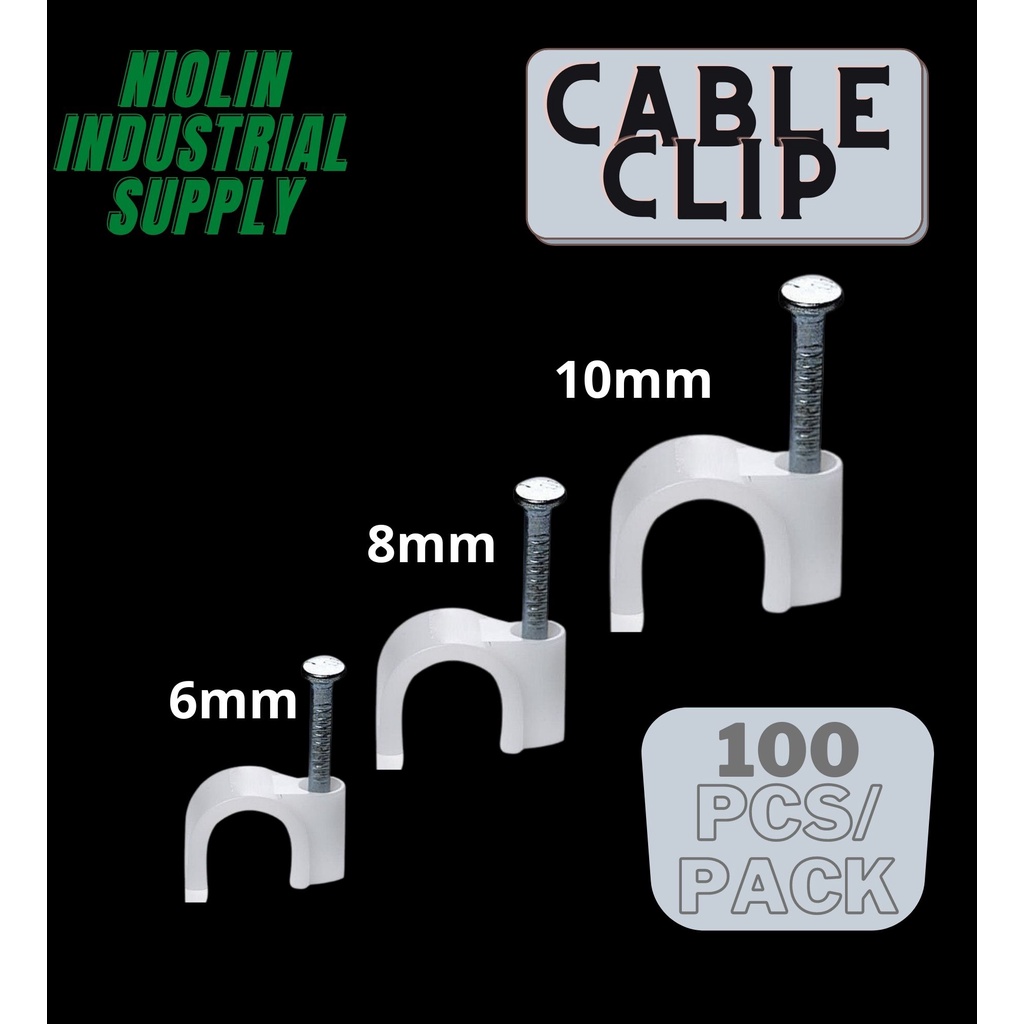 Nylon Cable Clips Round White w/ Nail ( 6mm, 8mm & 10mm ) Shopee