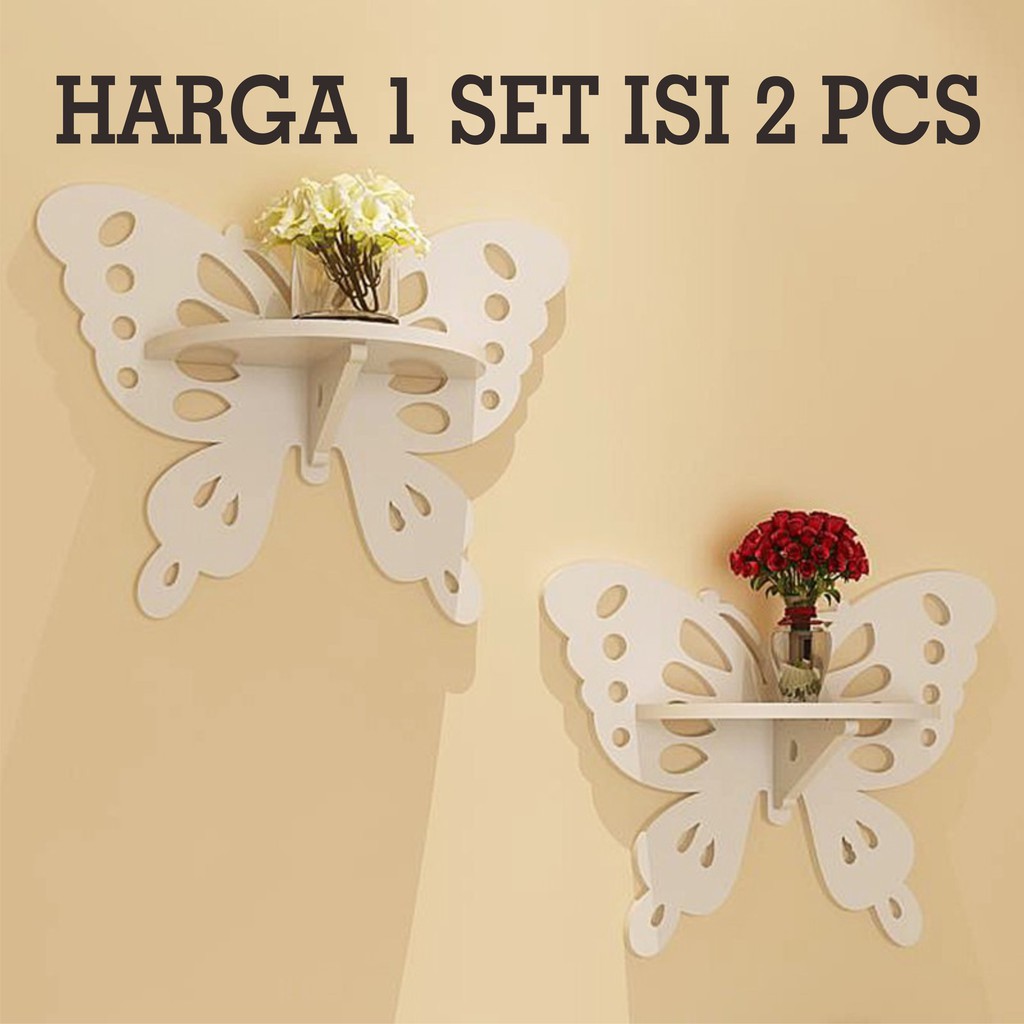 Butterfly Decorative Rack Shabby chic vintage Shelf (1 Set Of 2) M532 ...