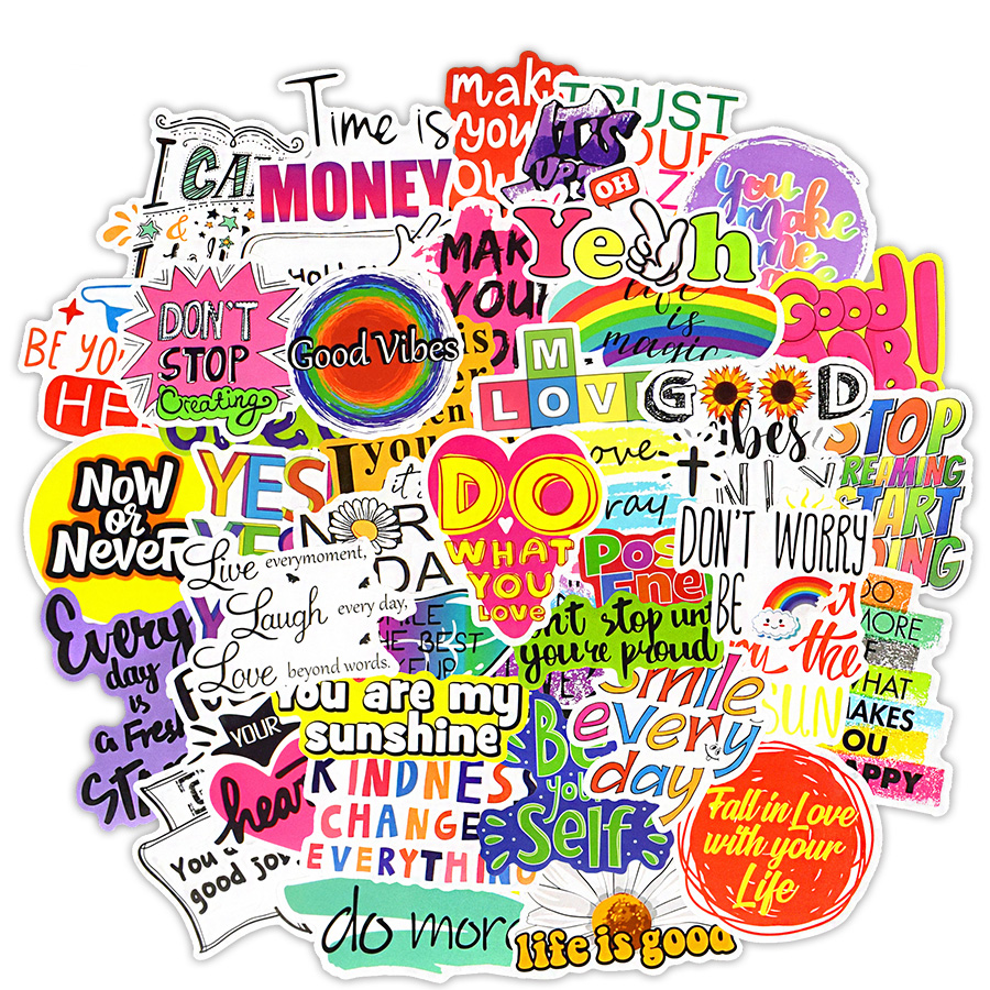 50 PCS Motivational Quotes Stickers Aesthetic English Phrases 