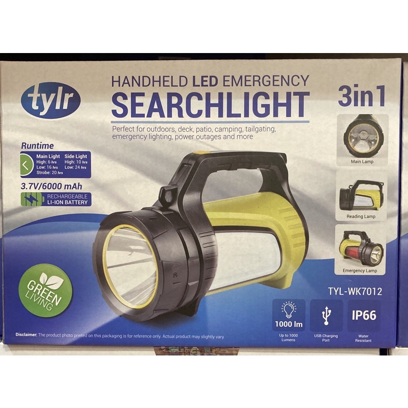 Handlheld LED Emergency SearchLight 3in 1 (Tylr Brand) Shopee Philippines