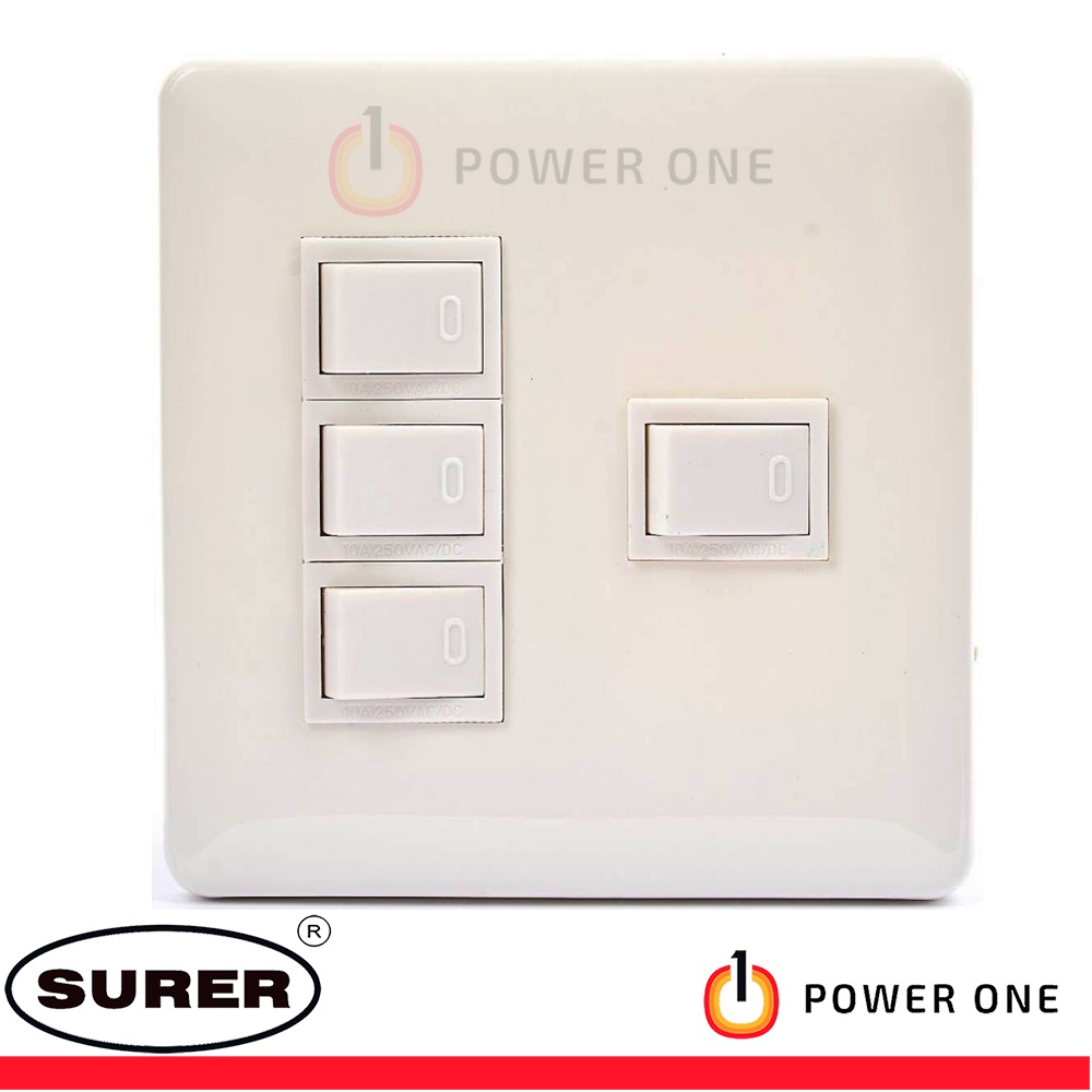 Surer 1364A 4 Gang Single Pole Switch, Flush Type with FREE Utility