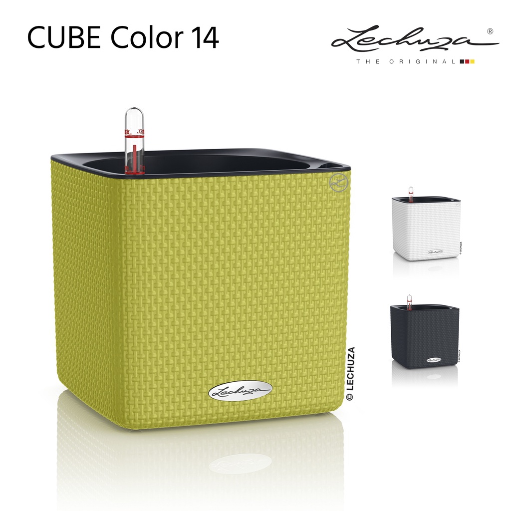Lechuza Cube Color 14 – Set Di 2 Vasi Autoirriganti – 14x14x14 Cm – Colore Bianco – Resistente UV