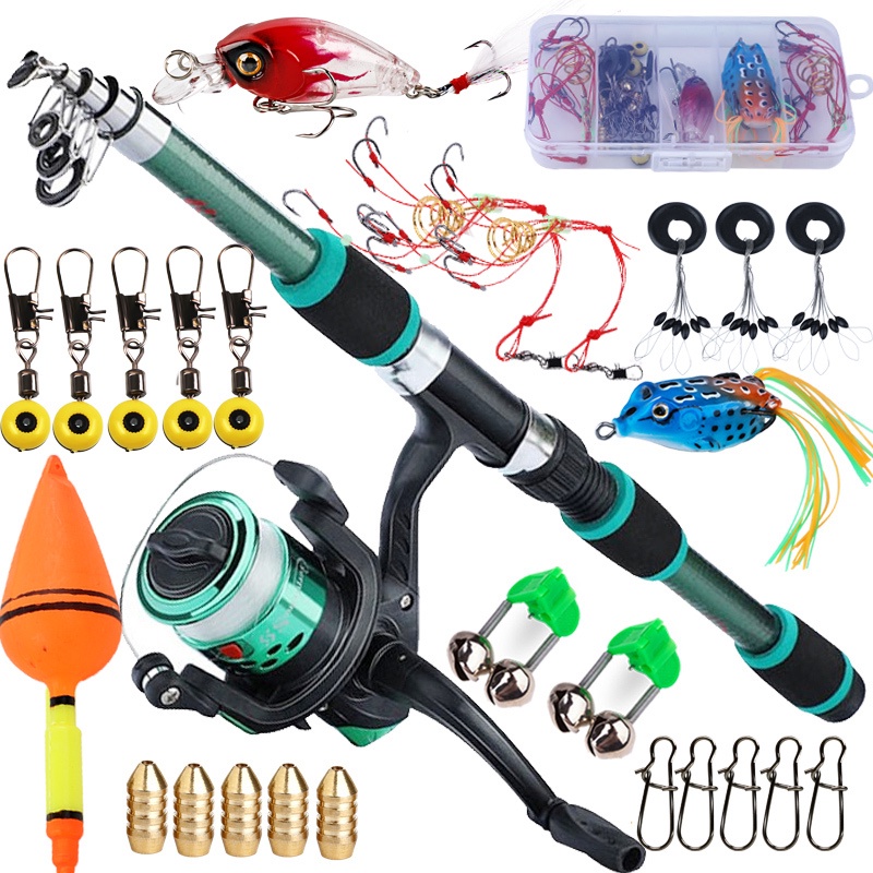 Sougayilang Portable 1.8M Spinning Fishing Rod Set Rod Reel Line Lure