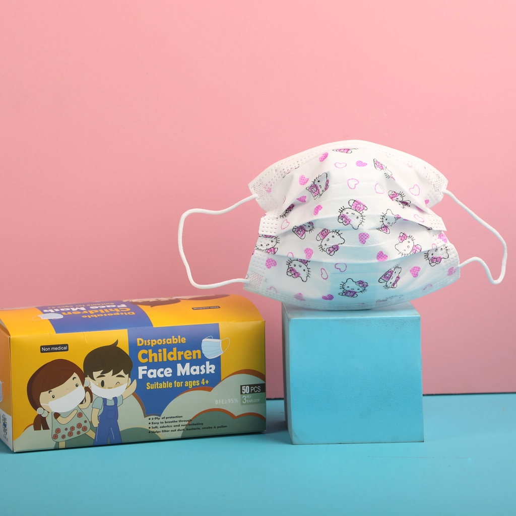 50 pcs Kids Face Mask NO BOX Mask 3-Layers Masks Face Shield Filtration ...