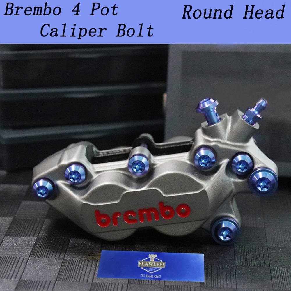 FlawlessTi Brembo Caliper Gr5 Titanium Bolts 2 4 Pot Cnc Caliper Bolts