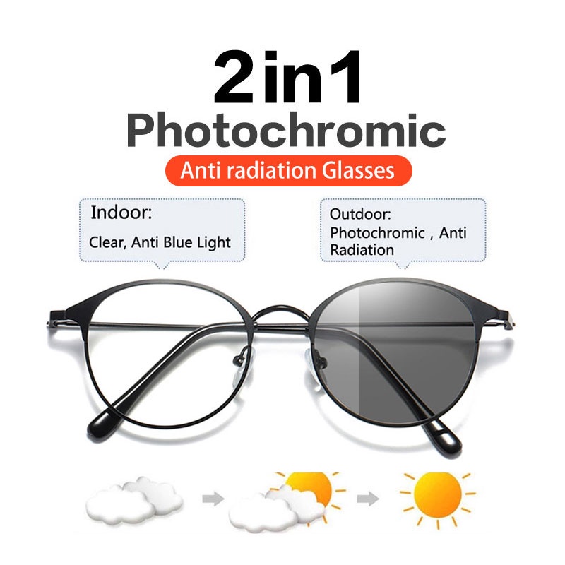 Anti radiation photochromic tinted color changing fashion transition ...