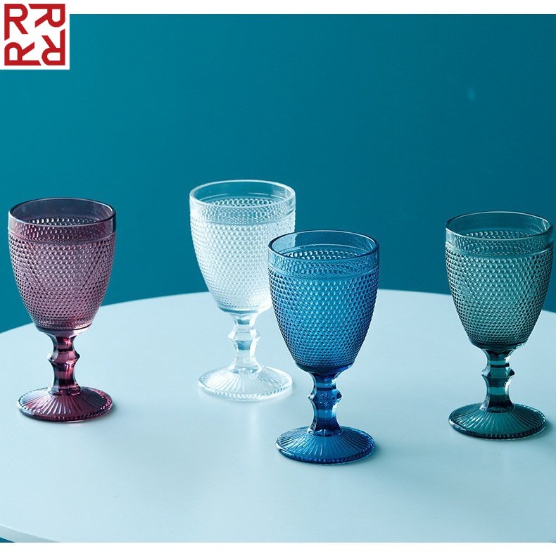 Modern Embossed Crystal Dots Pattern Goblet Water Goblet Glass Crystal ...