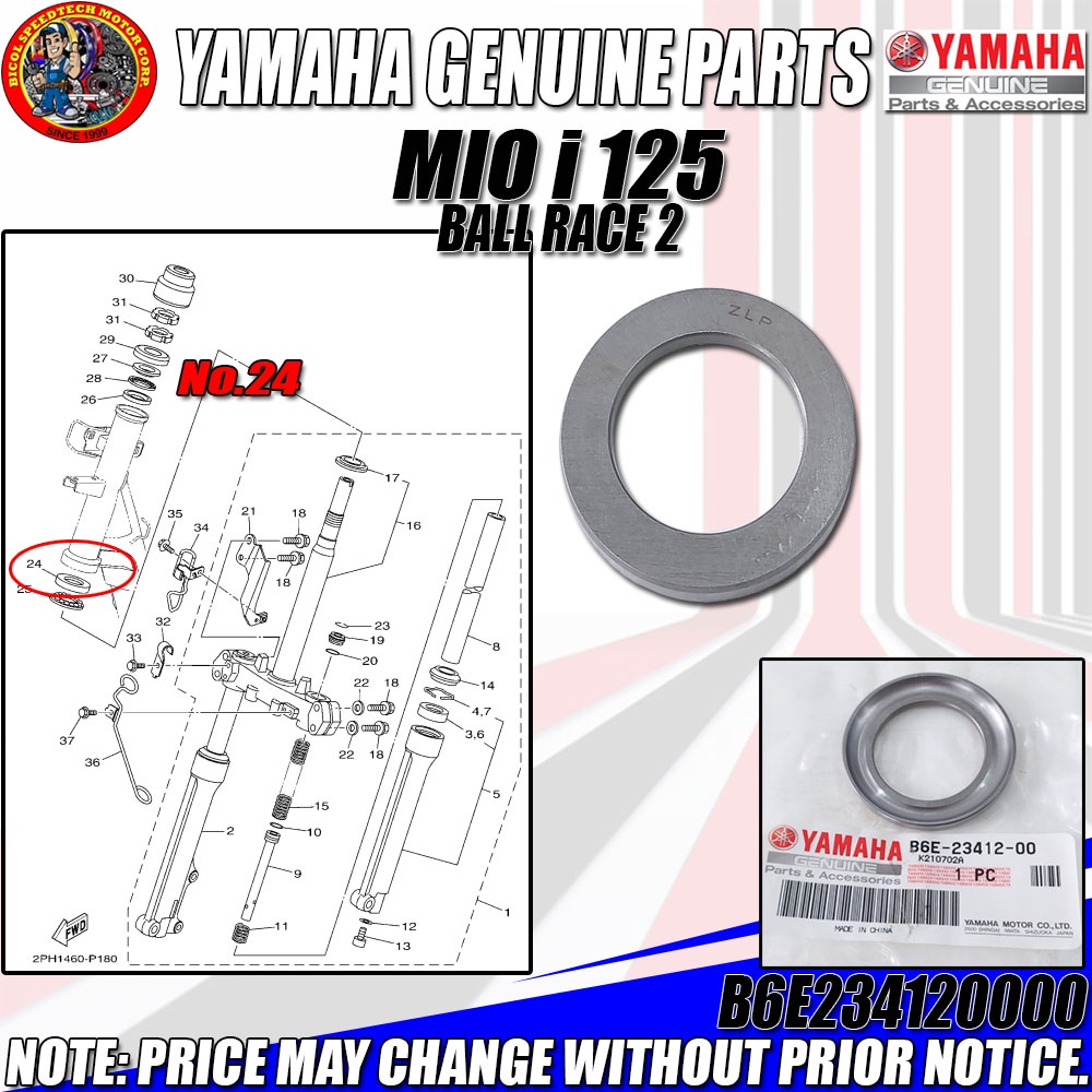 MIO i 125 BALL RACE 2 (YGP) (GENUINE: B6E-23412-00)* | Shopee Philippines