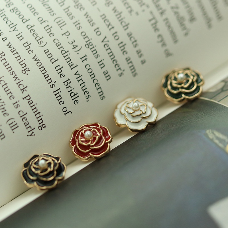 FCXDG 10pcs Super Pretty Camellia Flower Buttons for Clothing Black ...
