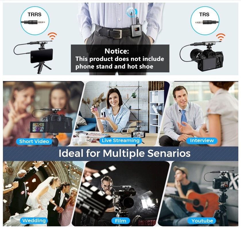 JISSDO Bodypack Wireless Microphone Lavalier Lapel Mic System Tunable ...