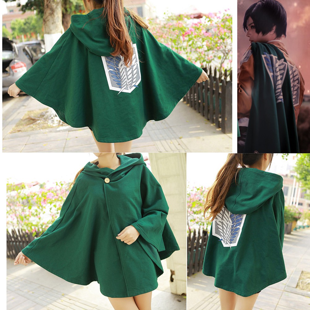 Japanese Attack On Titan Costume Green Cloak Anime Cosplay