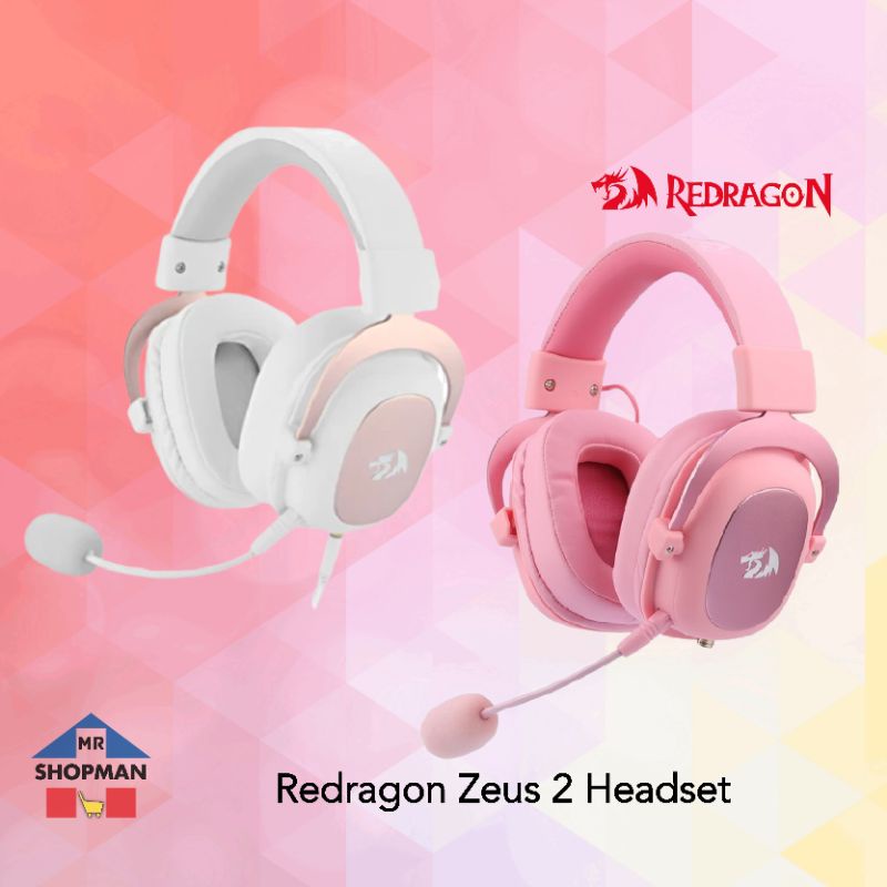 Redragon Zeus 2 White Pink 7.1 Surround Sound Gaming Headset | Shopee ...