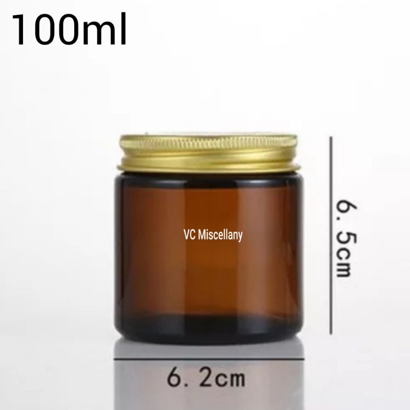 WHOLESALE 100ml Amber Glass Jars with Black Metal Lid / Candle Jars ...