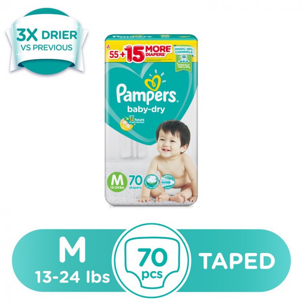 Pampers 70 pcs medium hot sale price