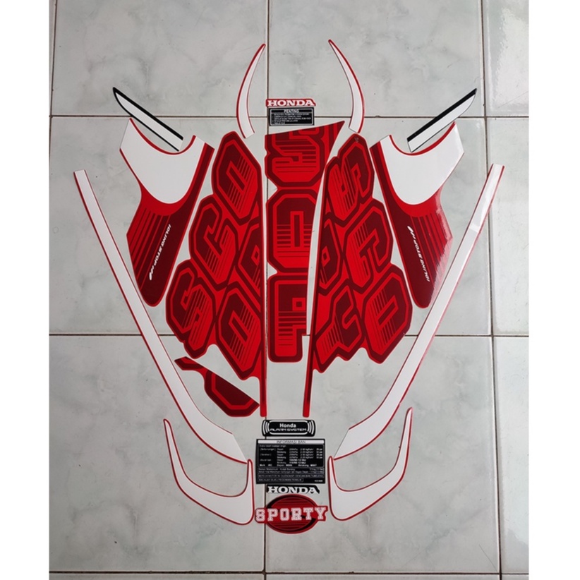 MERAH Full red 2017 sporty motorbike striping sticker | Shopee Philippines
