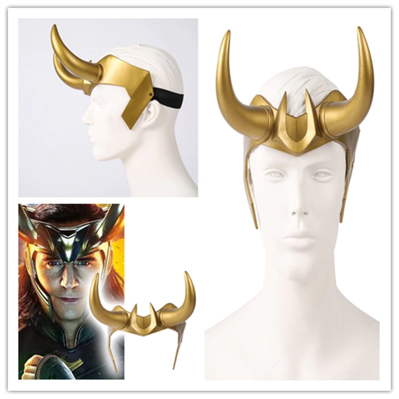 ∈ ☽Loki Crown Horns Cosplay Headgear Helmet Superhero Props Adult ...