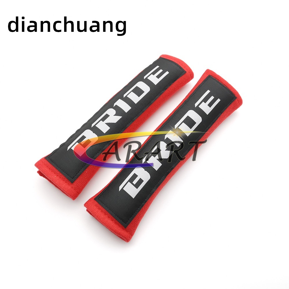 2PCS JDM Bride Racing Style Blue Embroidered Seat Belt Shoulder Pads – Soft Cotton