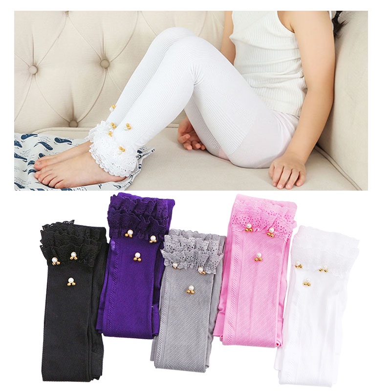 Girls' Lace Leggings With Comfy Cotton Top - Sizes 1-5 - White/Cream - New With Tags 5 thumbnail image