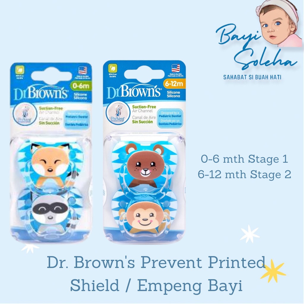 Dr.Brown's Prevent Printed Shield Pacifier - Stage 1 | 0-6 mth - Stage ...