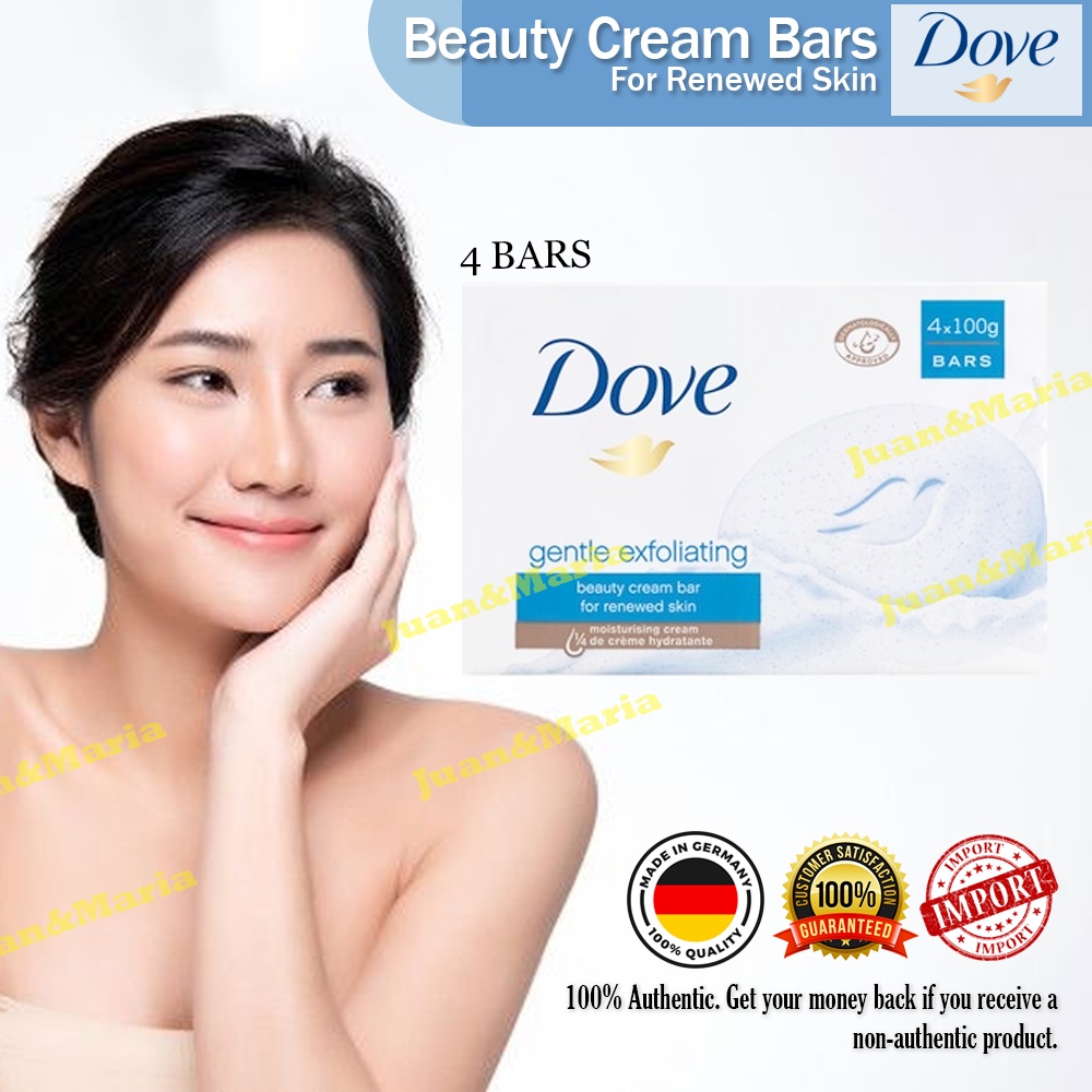 Dove Gentle Exfoliating Beauty Bar Soap 4 Bars X 90 Grams ¼