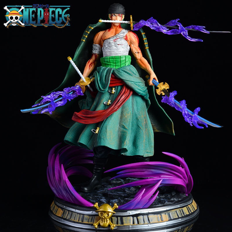 One Piece Zoro Figurine 36cm Blood Roronoa Zoro PVC Anime Action Figure ...