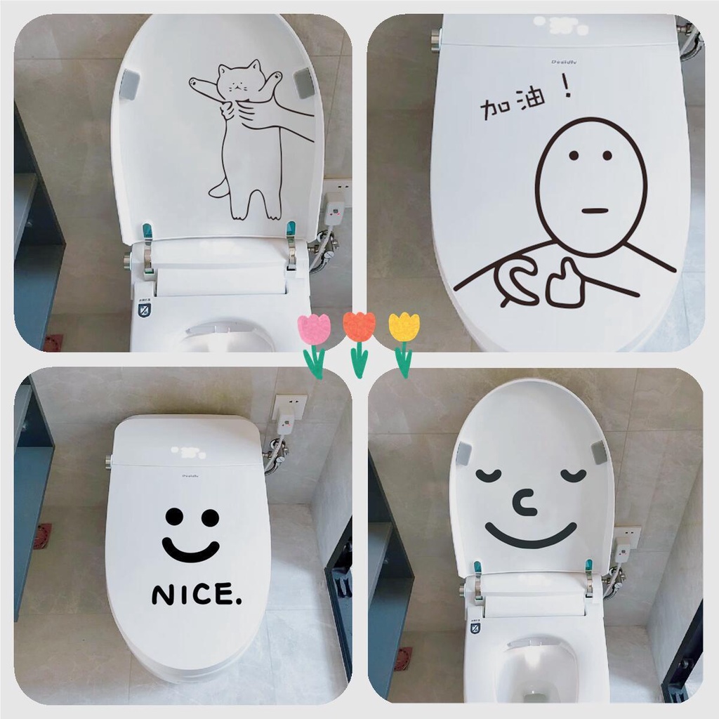 Creative Personalized Toilet Stickers Cute Funny Face Toilet Toilet Lid ...