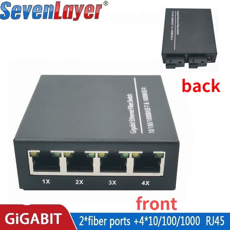 Fiber switch 4 RJ45 UTP 2 SC fiber Gigabit Fiber Optical Media ...