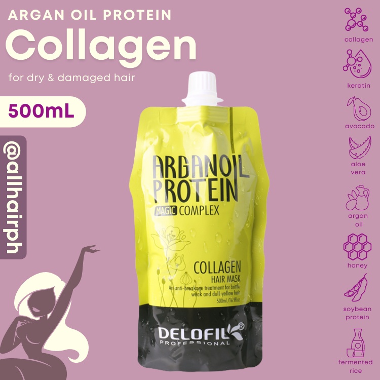 Delofil Argan Oil Protein Collagen Hair Mask for Hair Growth and Shine