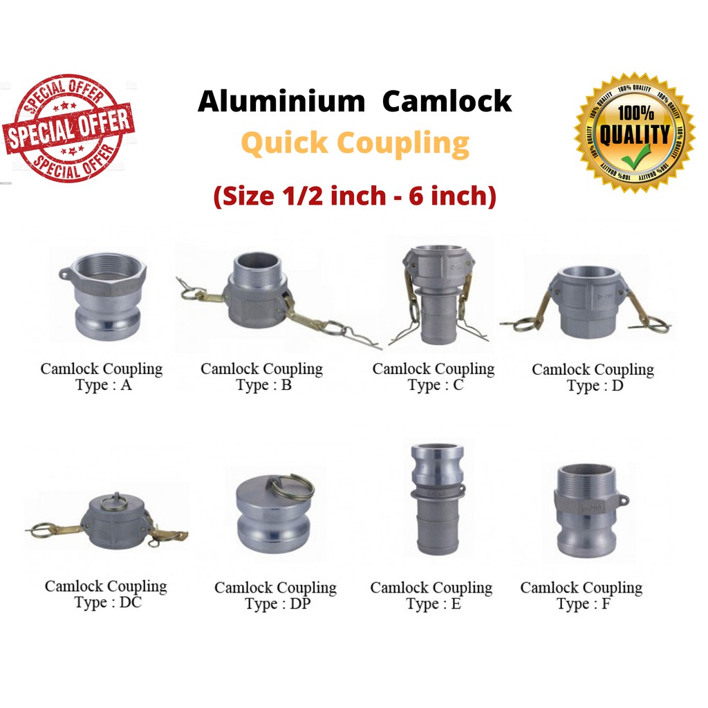Aluminium Camlock Quick Coupling (Thread BSPT) (Size 1/2 inch - 2 inch ...