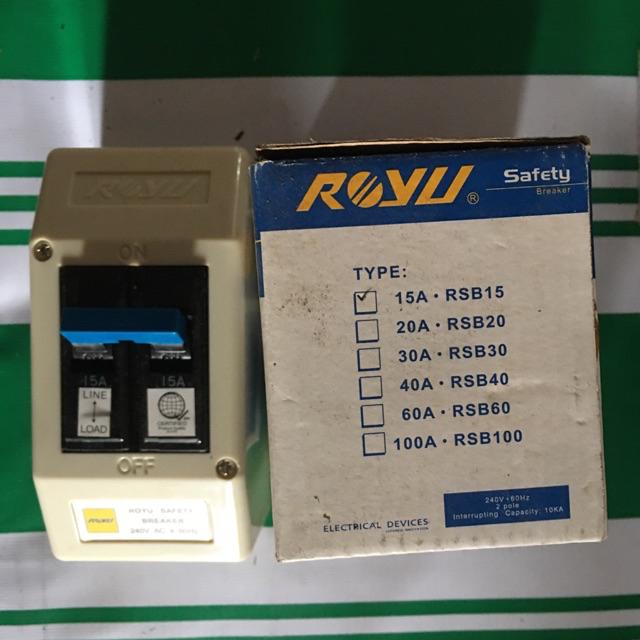 Royu safety breaker with housing/box, bolt on type : 15a, 20a, 30a, 40a ...