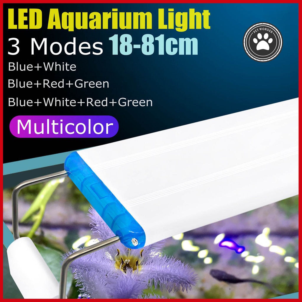 3 Modes Aquarium LED Lamp Fish Tank Light 4 Row LED Beads Blue White ...