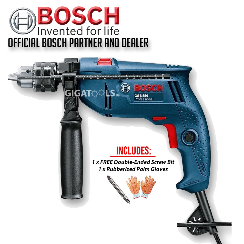 Bosch GSB 550 Professional Impact Drill 550W w/ FREE Double-Ended
