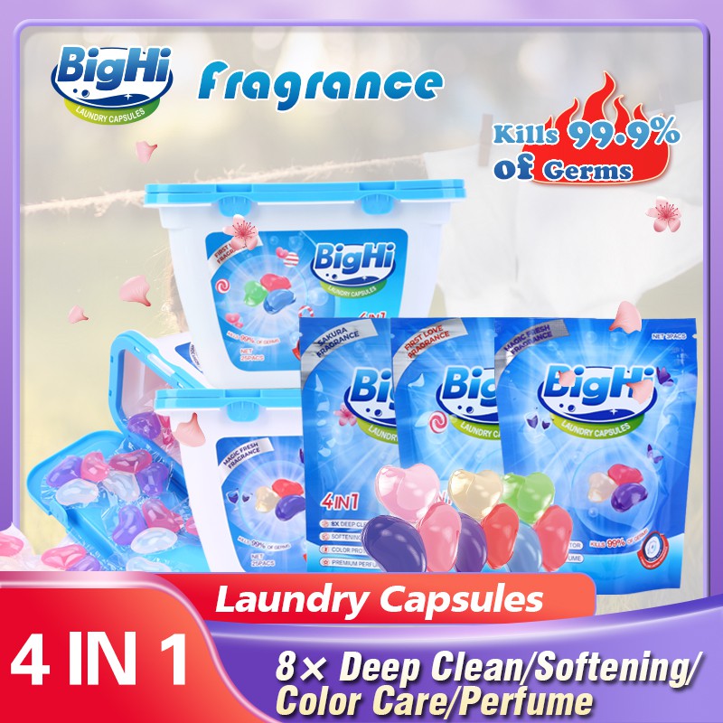 BIGHI Liquid Laundry Detergent Pods Capsules Ball Wash Beads Laundry