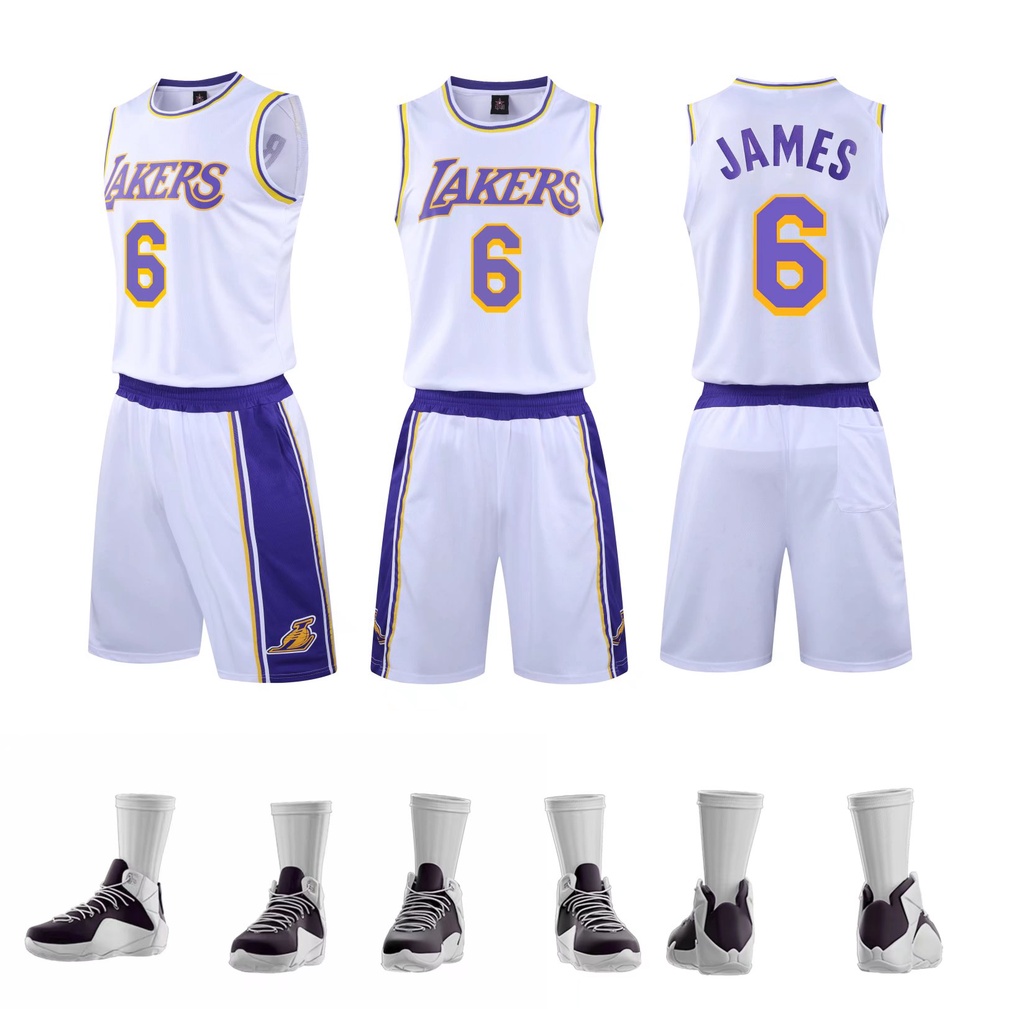 Cosplayshow Lakers Basketball Jersey Number 6 LeBron James Man 2 Pieces Short Sleeve for Adults and Kids 2023