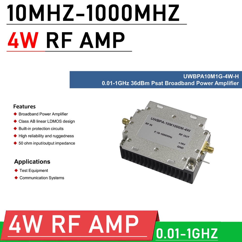 10M-1000MHZ 4W RF Amplifier UWB HF VHF UHF FM Broadband POWER AMP FOR ...