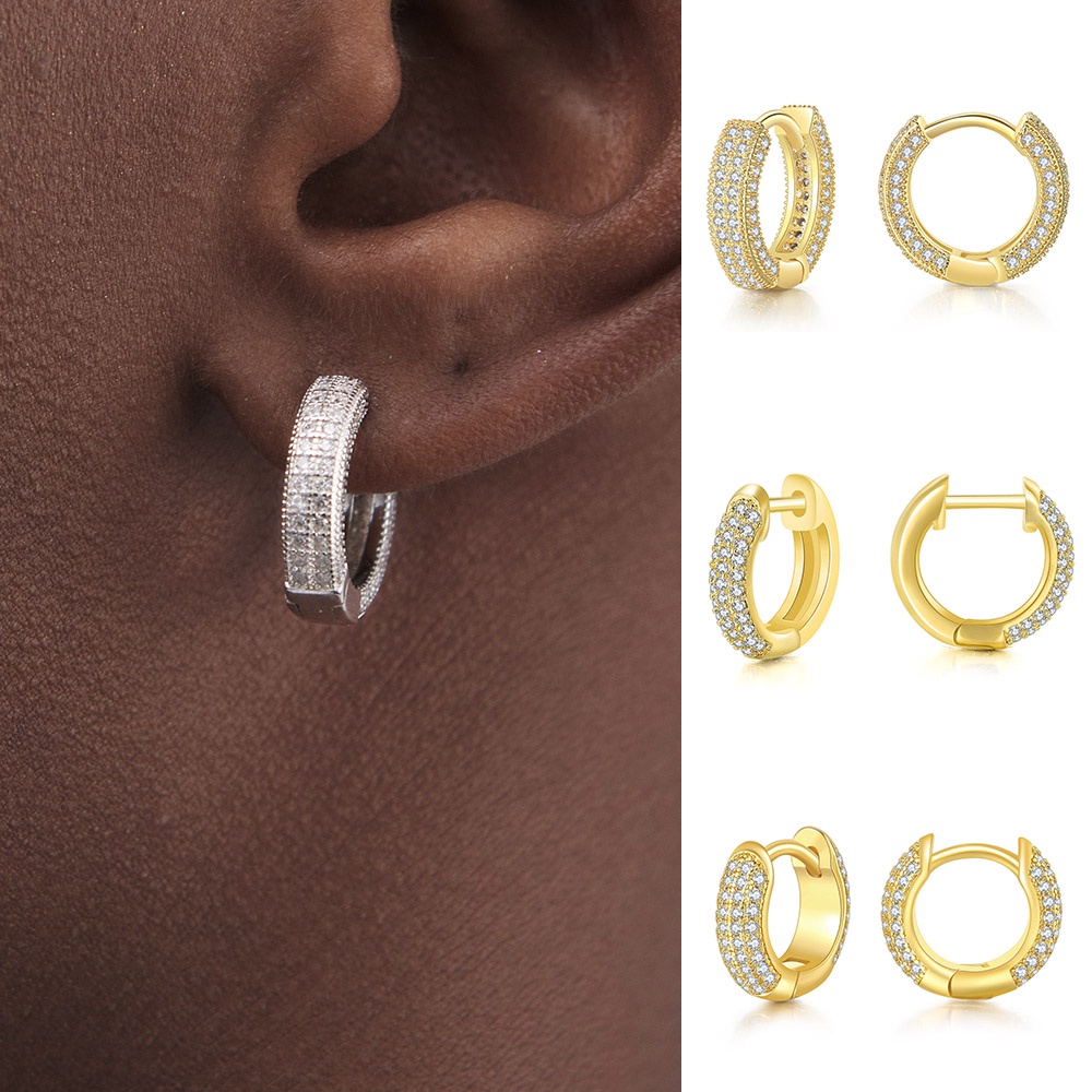 HipHop Rapper's Hoop Earring For Men Trend Iced Out Zircon Ear ...
