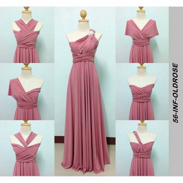 OLD ROSE INFINITY DRESS with attached tube FLOORLENGHT