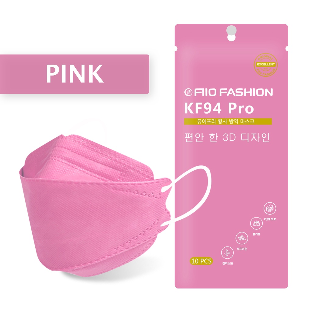 [FIIO] 10PCS KF94 Mask Disposable 4ply Nonwoven Protection Multicolor