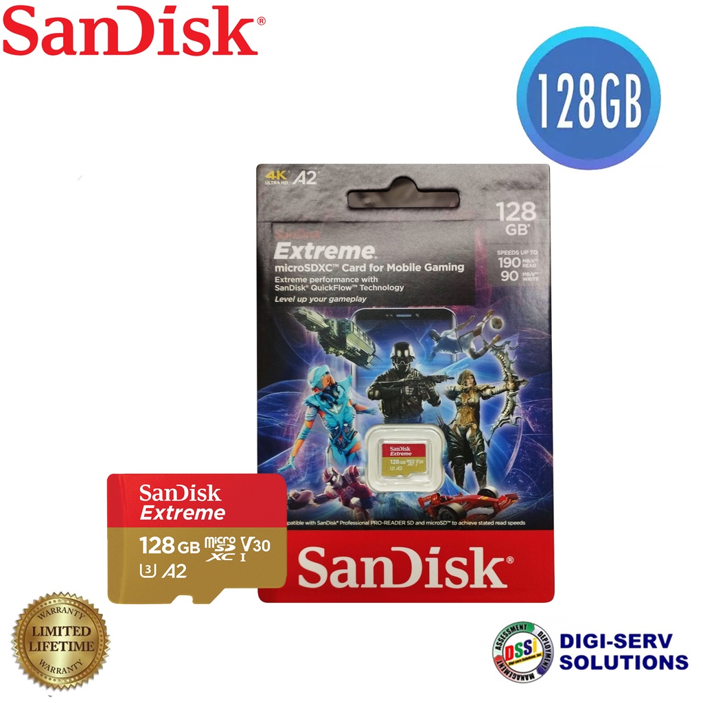 Sandisk Extreme Series 128GB Micro SDXC A2 UHS-I Class 10 U3 V30 ...