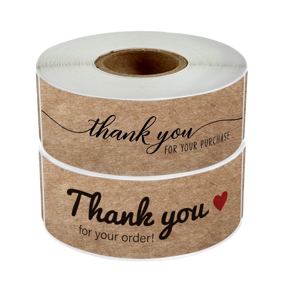 120pcs/roll kraft paper Thank You For Your Order Stickers For Small ...